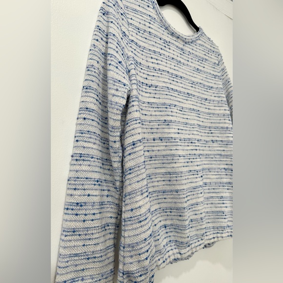 Loft Womens Crew Neck Cotton Blend Lightweight White & Blue Sweater Size M EUC - Picture 3 of 11